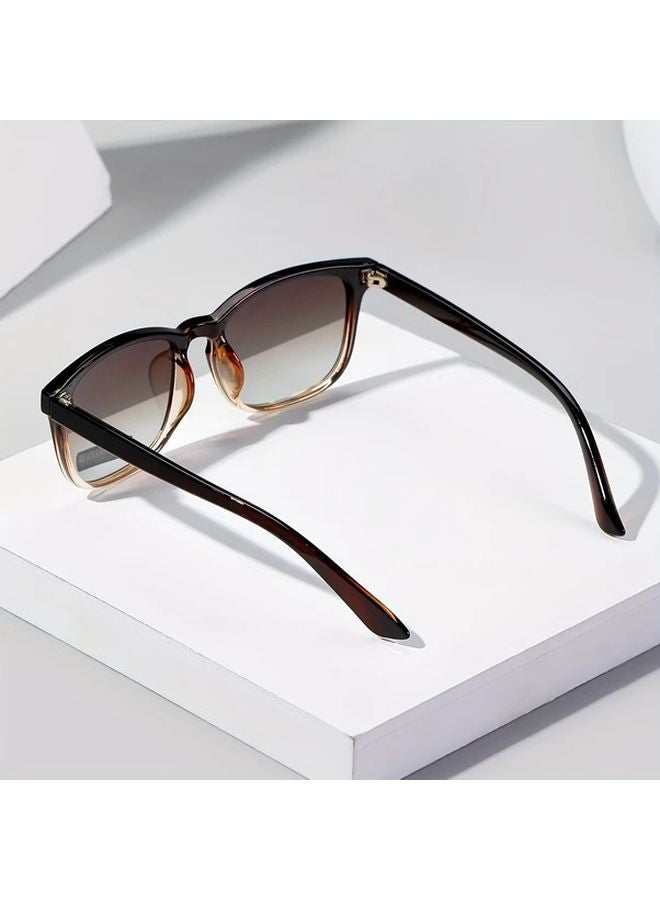 Retro Polarized Sunglasses For Men And Women Black Frame Brown Gradient Lenses Durable PC Material - Image 5